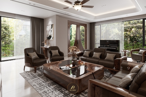 Thiết kế - Thi công nội thất biệt thự gỗ óc chó tại Hải Phòng - Anh Thắng 
